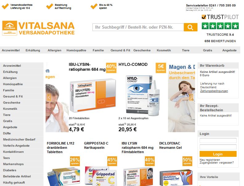Vitalsana Versandapotheke Screenshot