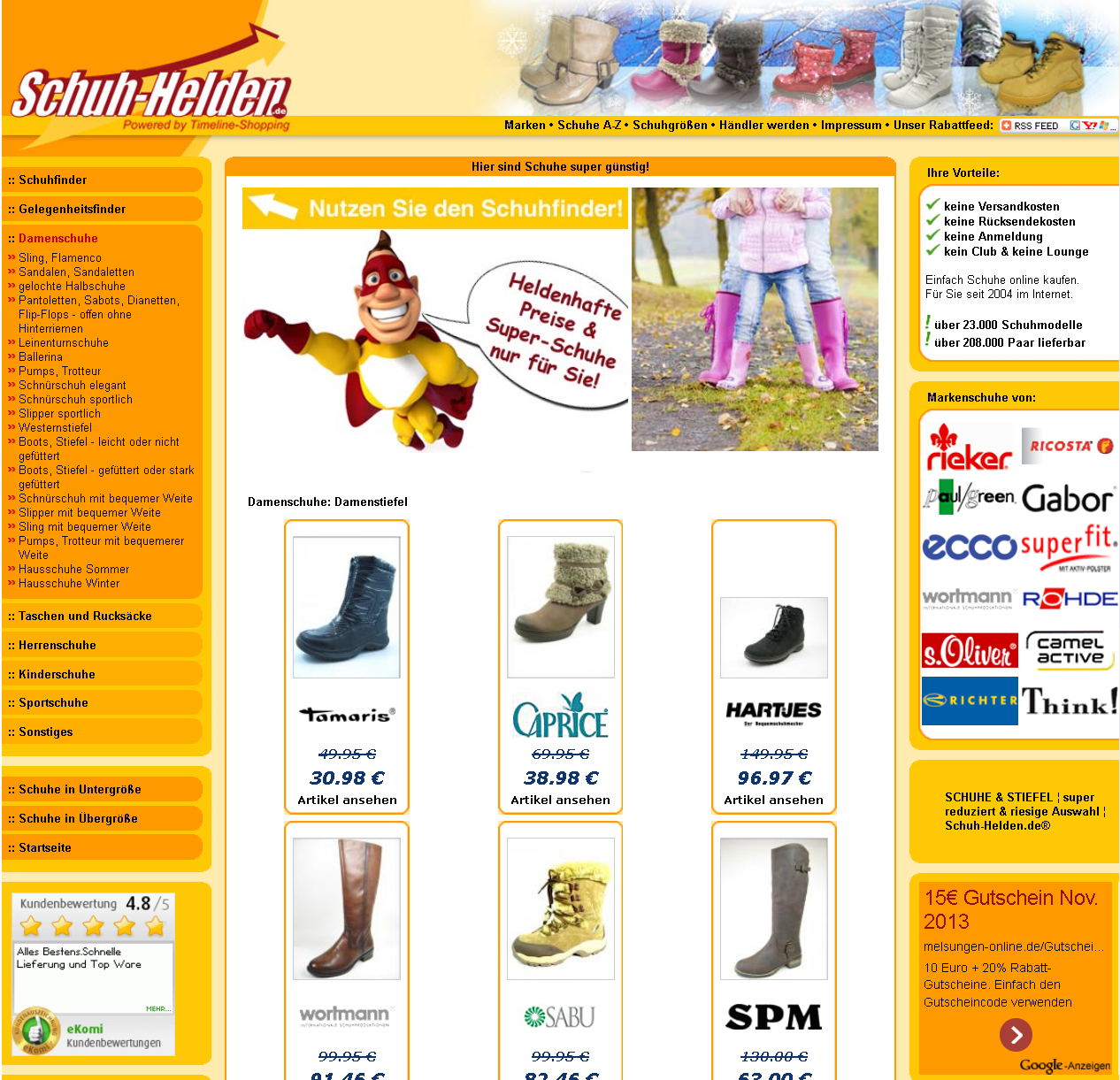 Schuh-Helden.de Screenshot