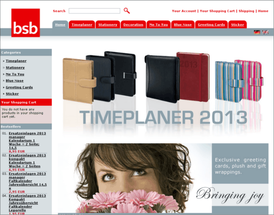 BSB Online-Shop Screenshot