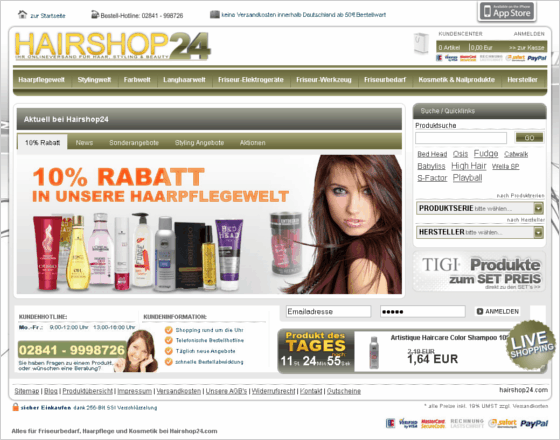 hairshop24.com Screenshot