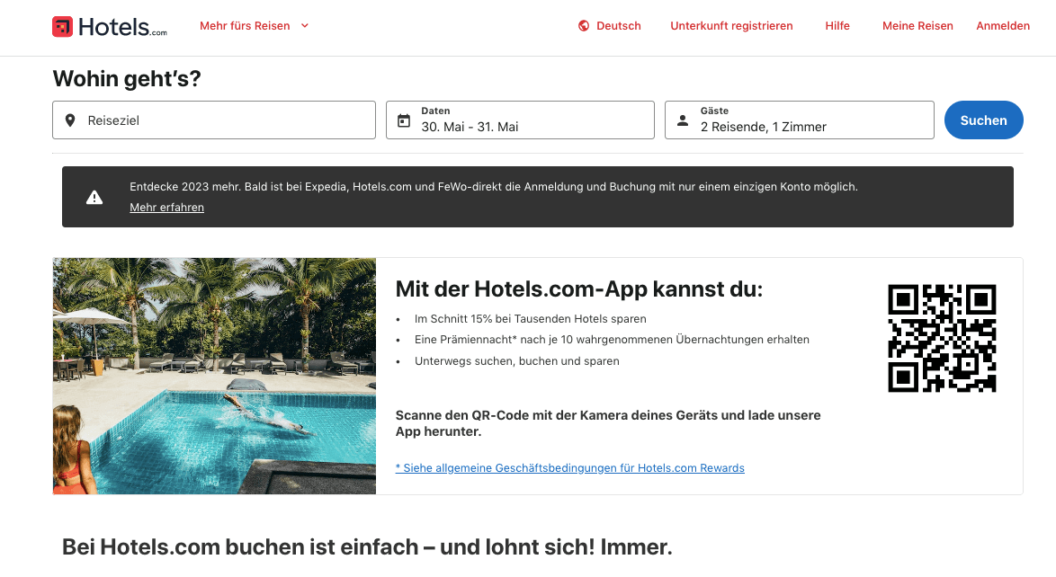 hotels.com Screenshot