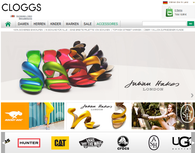 Cloggs Schuhe DE Screenshot