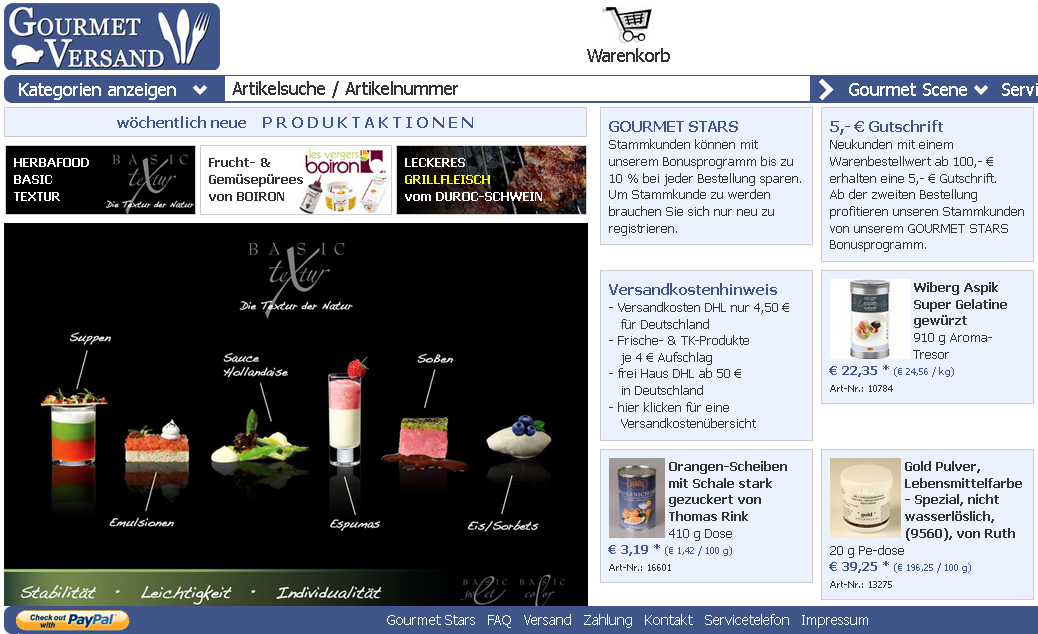 Gourmet Versand Screenshot