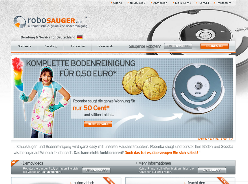 Robosauger.com Screenshot
