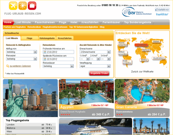flug-urlaub-reisen.com Screenshot