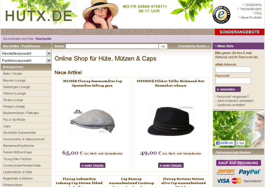 Hutx.de Screenshot