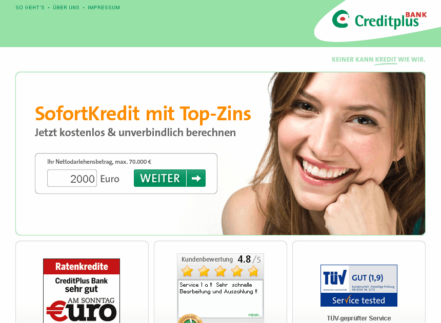 CreditPlus Bank Screenshot