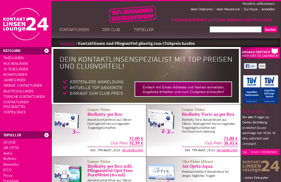 KontaktlinsenLounge.de Screenshot