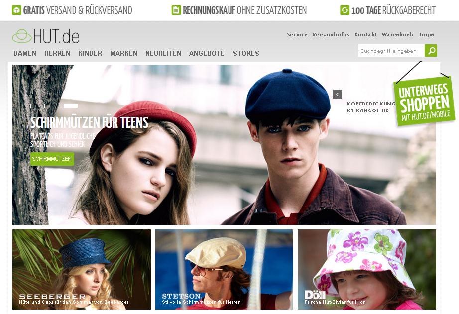 Hut.de Screenshot
