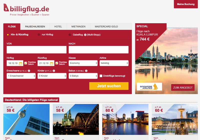 billigflug.de Screenshot