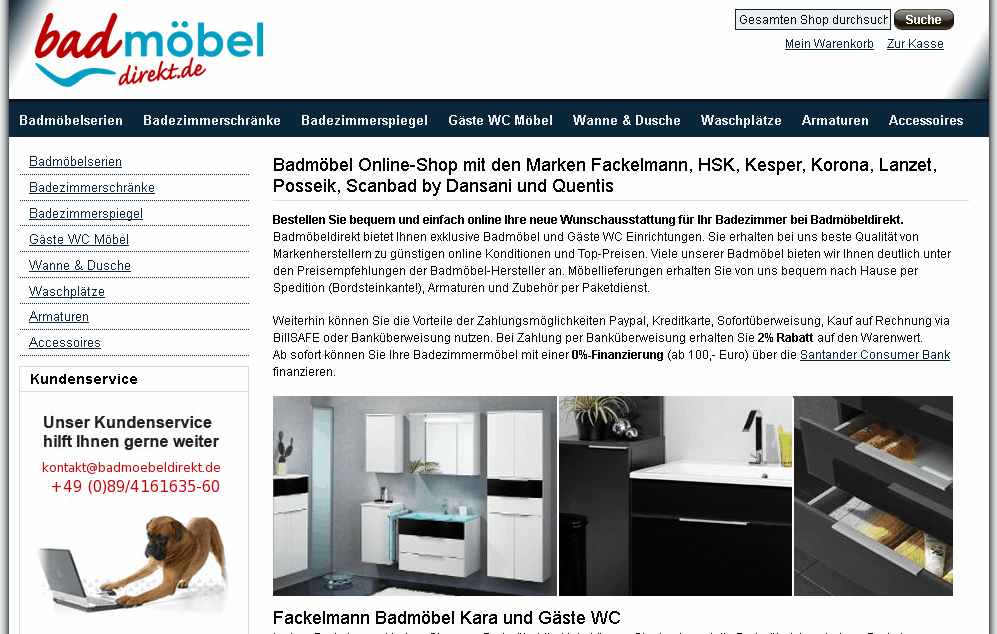 badmöbeldirekt.de Screenshot