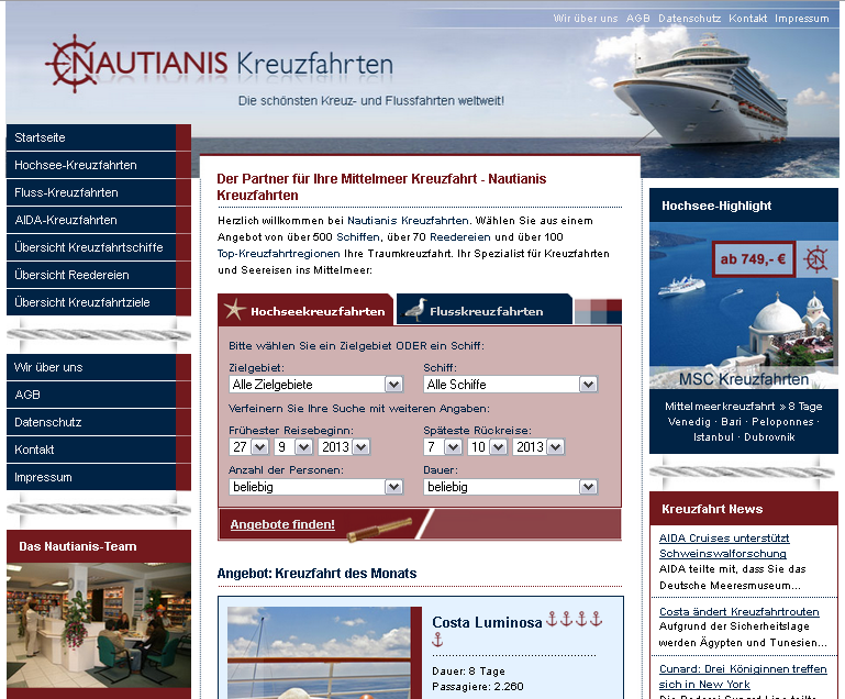 Nautianis-Kreuzfahrten Screenshot