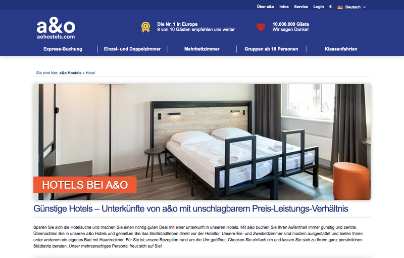 a&o aohotels.com Screenshot