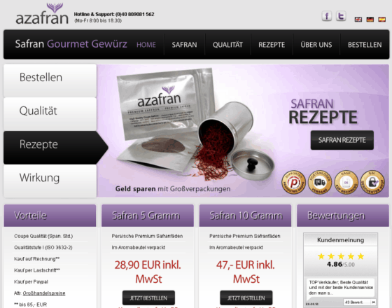 Azafran.de Screenshot