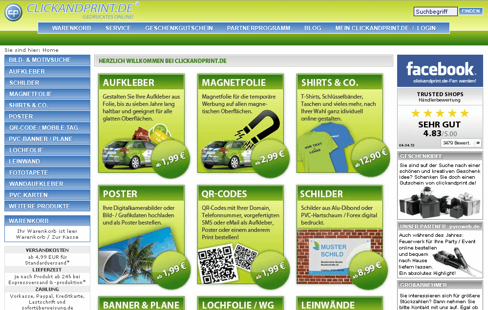 clickandprint.de Screenshot