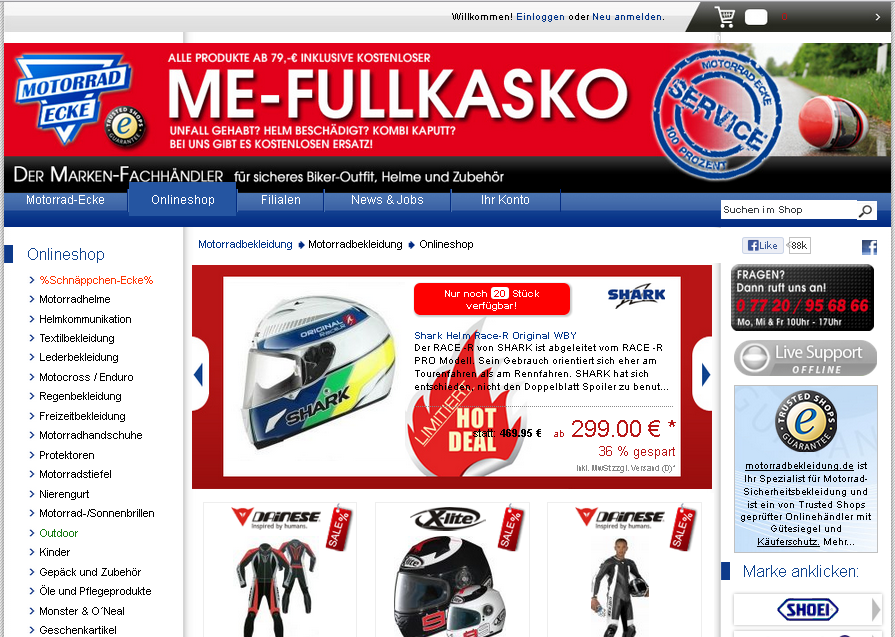 Motorradbekleidung Screenshot
