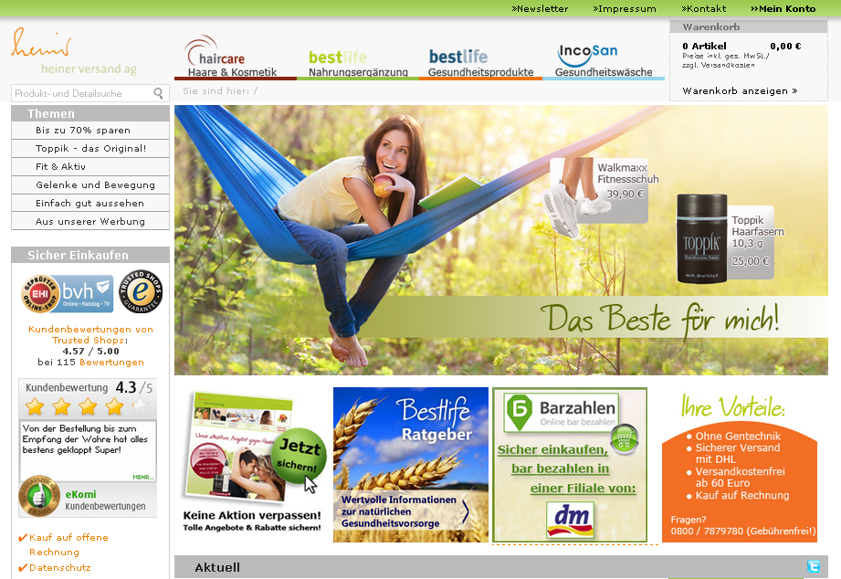 Heiner Versand Screenshot