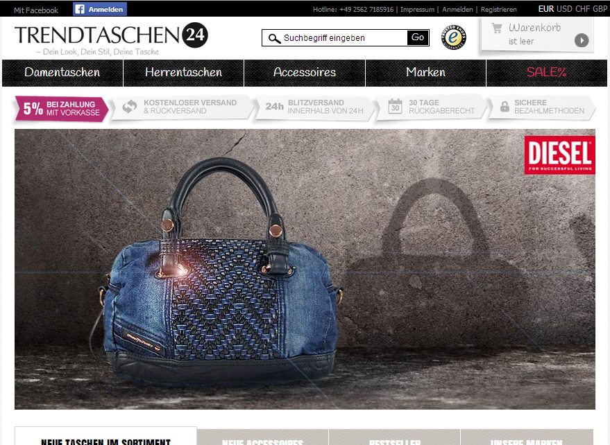Trendtaschen24.de Screenshot