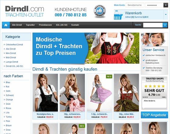 Dirndl.com Screenshot