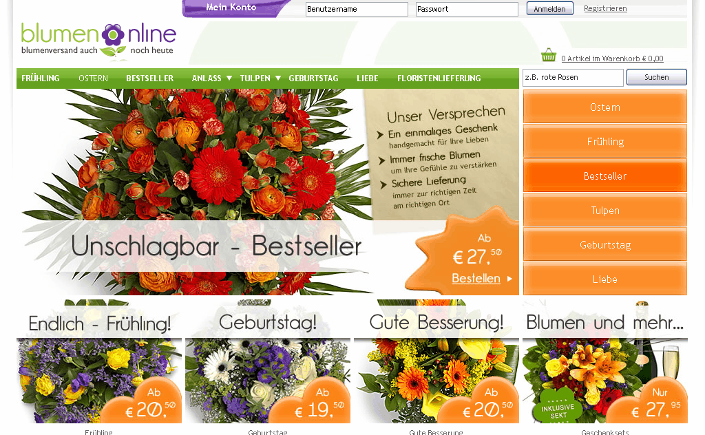 Blumenonline Screenshot
