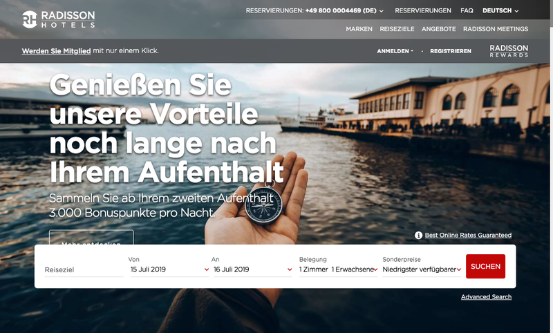 RADISSON HOTELS Screenshot