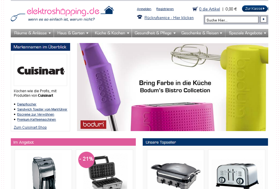 elektroshopping.de Screenshot