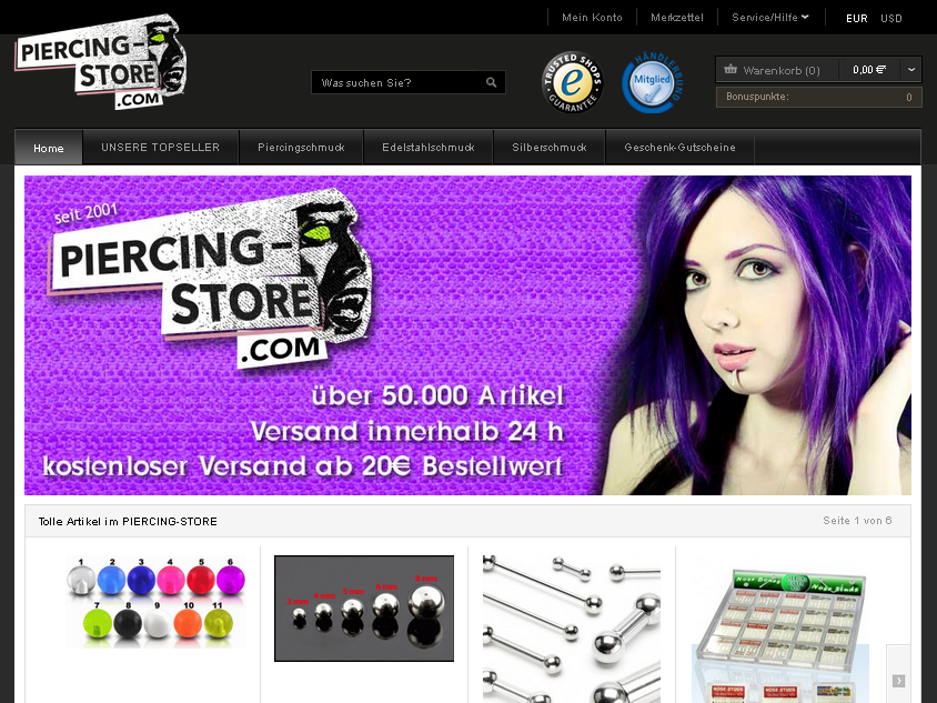 Piercing-Store Screenshot