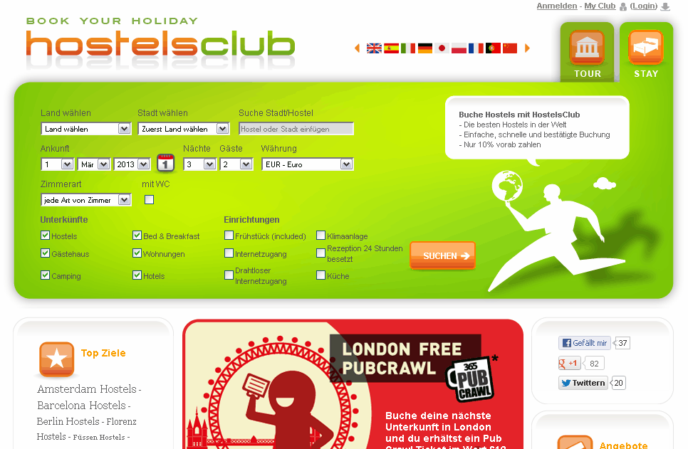 Hostelsclub Screenshot