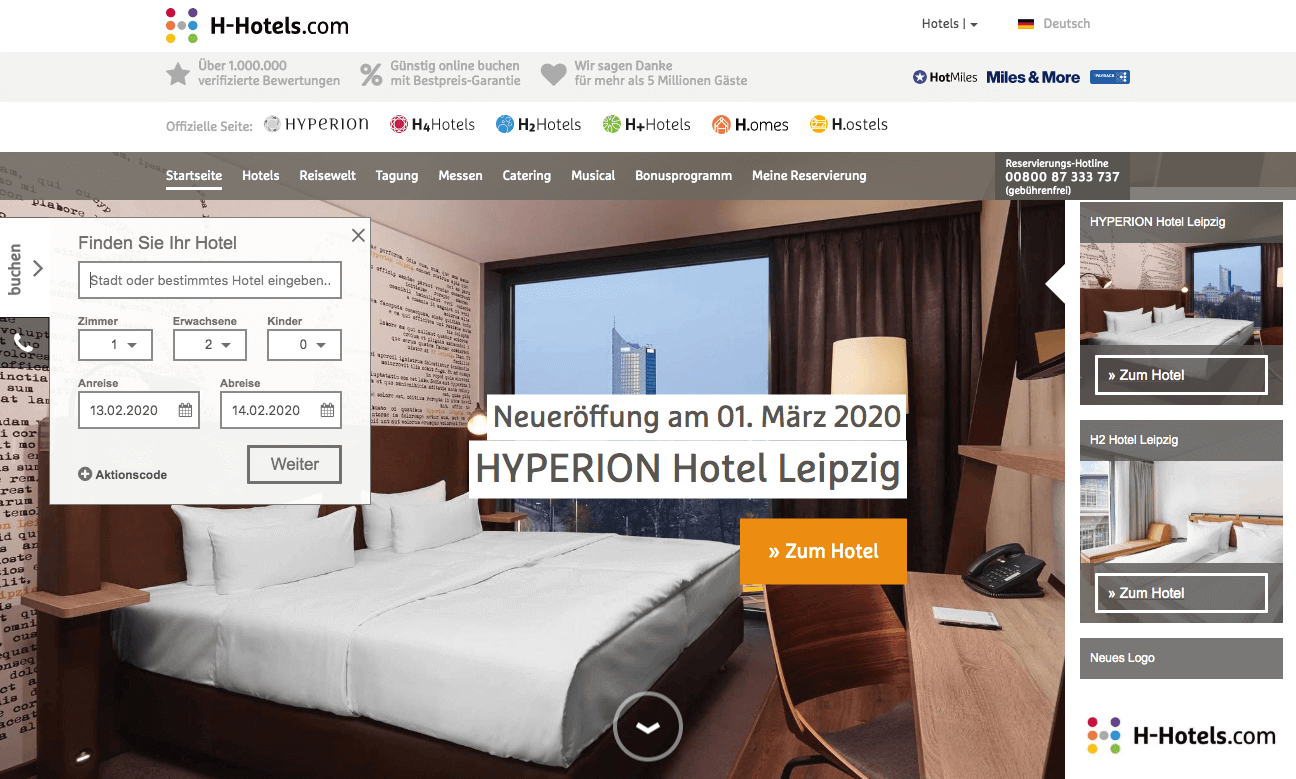 H-Hotels.com Screenshot