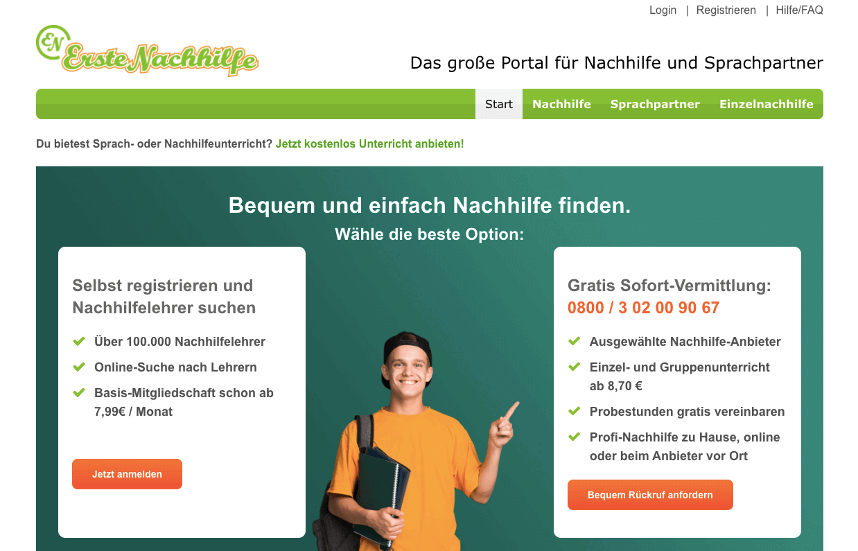 ErsteNachhilfe.de Screenshot
