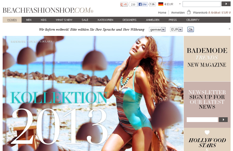 BeachFashionShop.com Screenshot