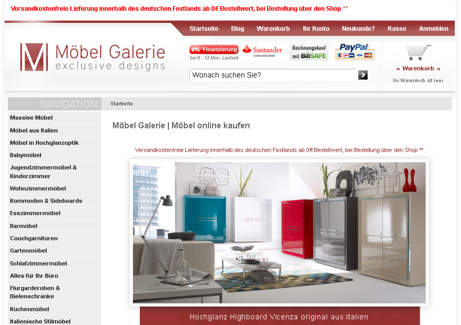 MöbelGalerieShop.de Screenshot