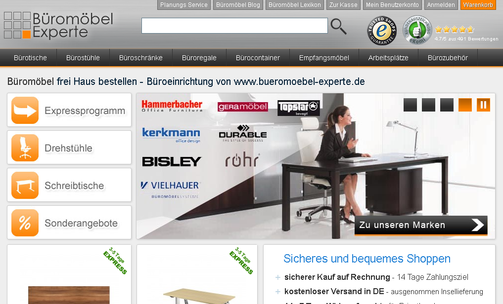 bueromoebel-experte.de Screenshot