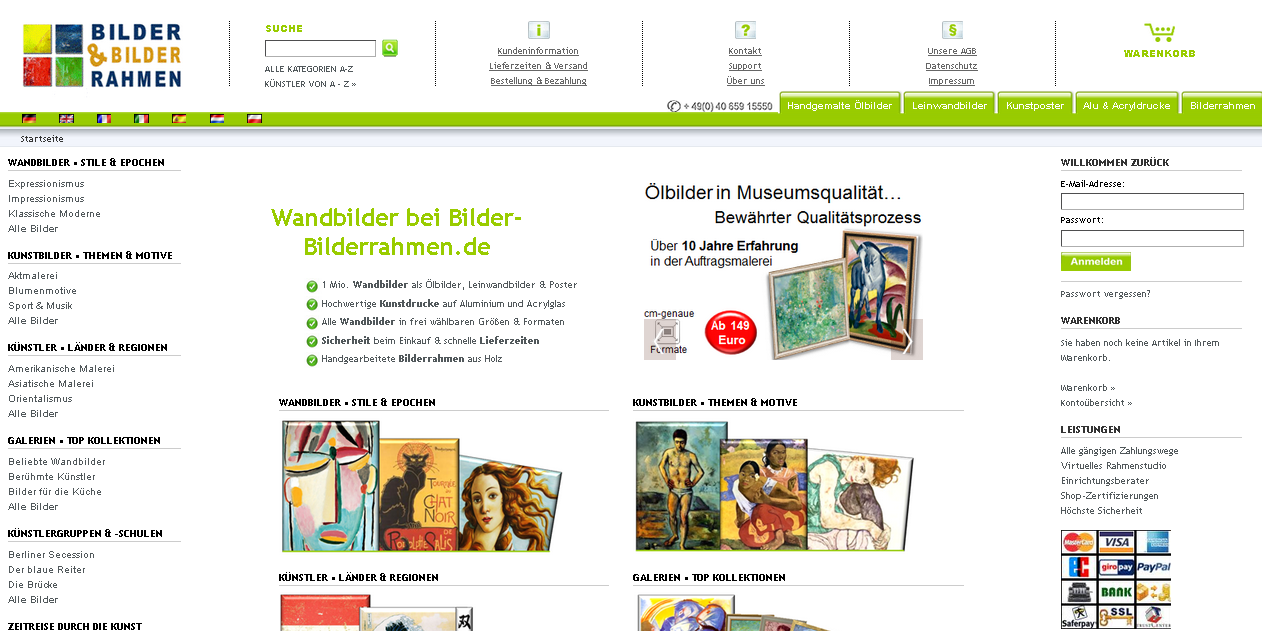 Bilder-Bilderrahmen.de Screenshot