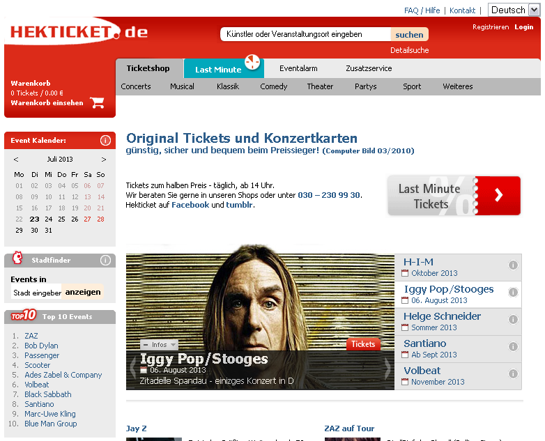 Hekticket.de Screenshot