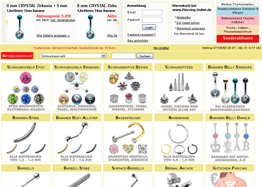 Piercing-Outlet.com Screenshot