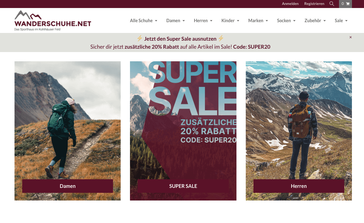 wanderschuhe.net Screenshot