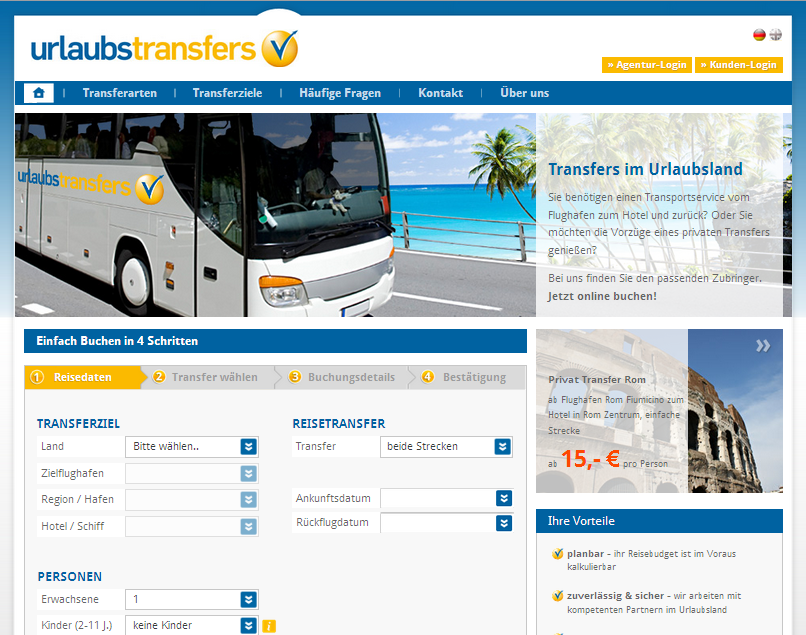 urlaubstransfers.de Screenshot
