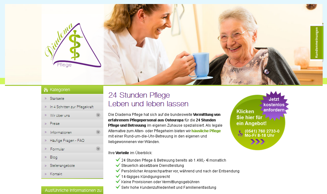 Diadema Pflege Screenshot