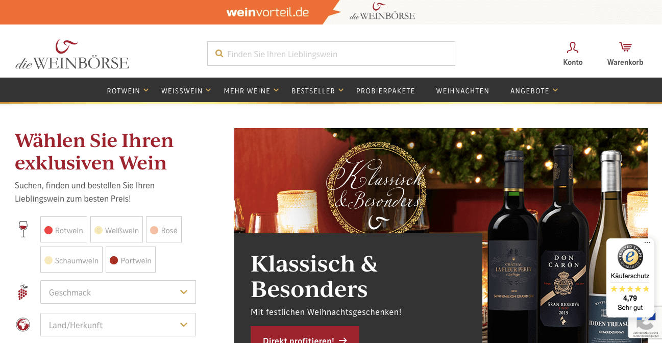die WEINBÖRSE Screenshot