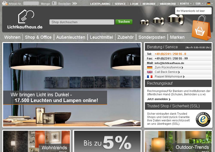 Lichtkaufhaus.de Screenshot