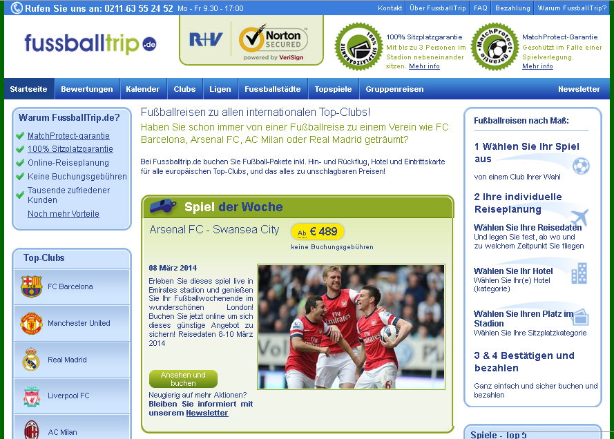 FussballTrip.de Screenshot