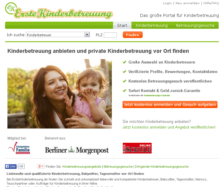 ErsteKinderbetreuung.de Screenshot