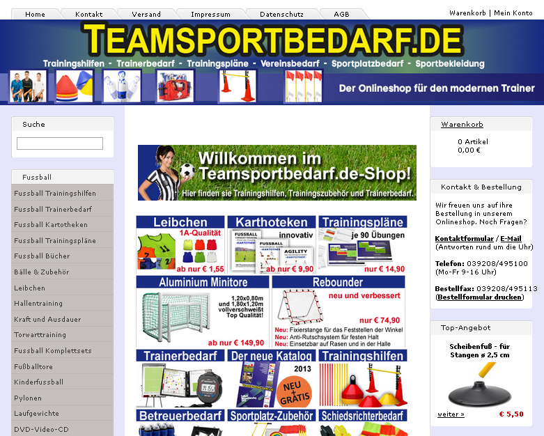 Teamsportbedarf.de Screenshot