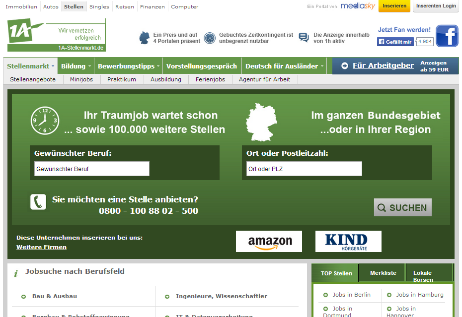1A-Stellenmarkt Screenshot