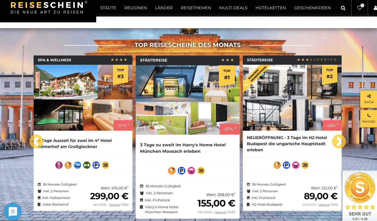 Reiseschein.de Screenshot