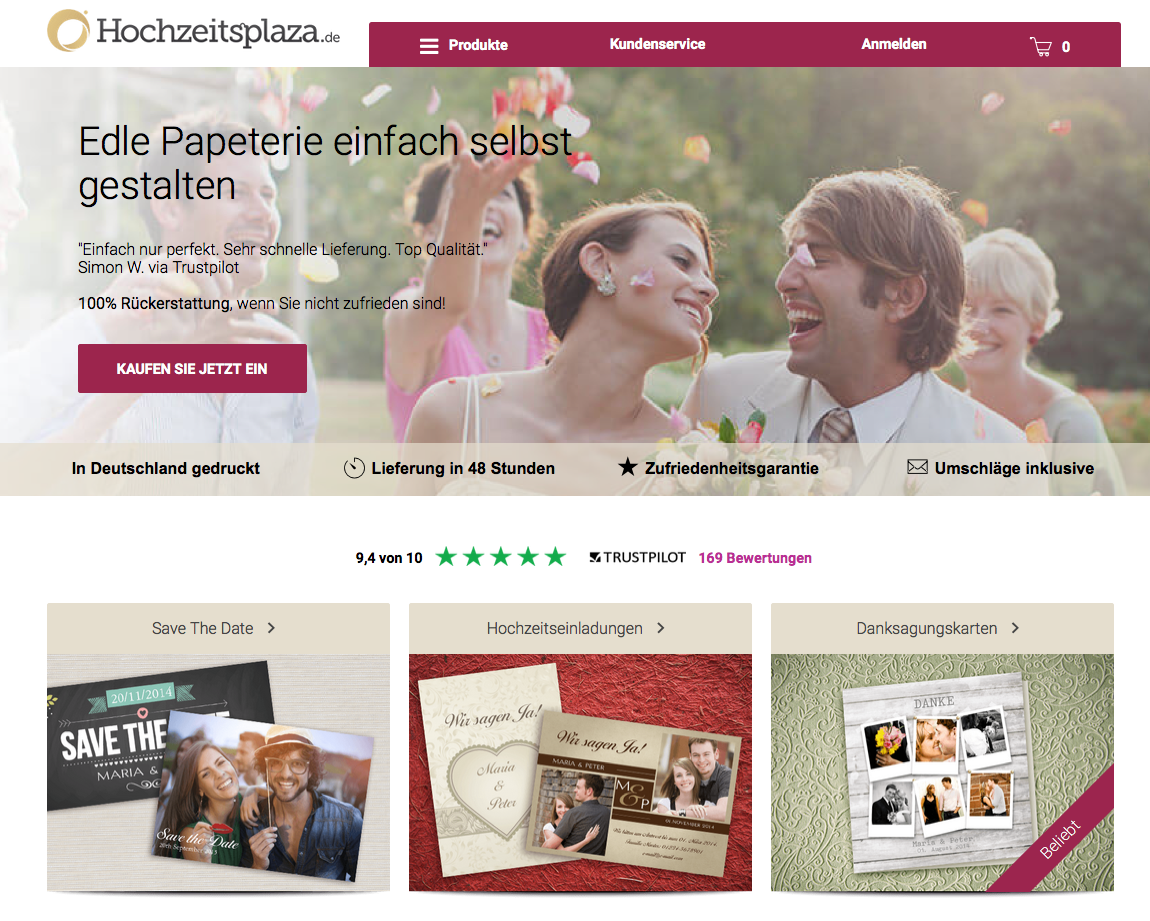 Hochzeitsplaza Kartenshop Screenshot