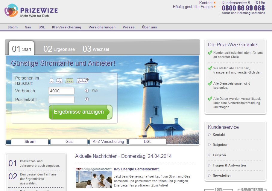 PrizeWize Strom & Gas Screenshot