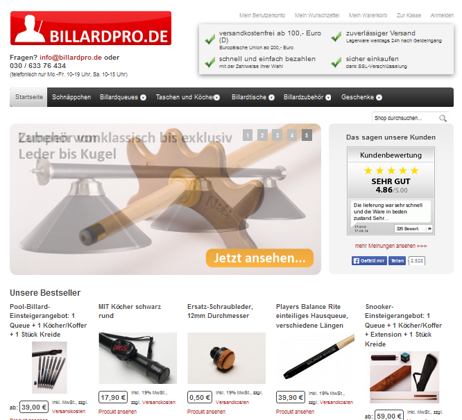 billardpro.de Screenshot