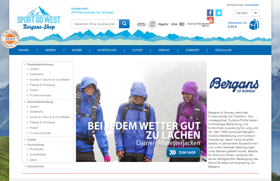 bergans-shop-rosenheim.de Screenshot
